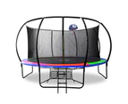 Pop Master 14FT Rainbow Curved Trampoline With Basketball Hoop Ladder Safety Net Spring