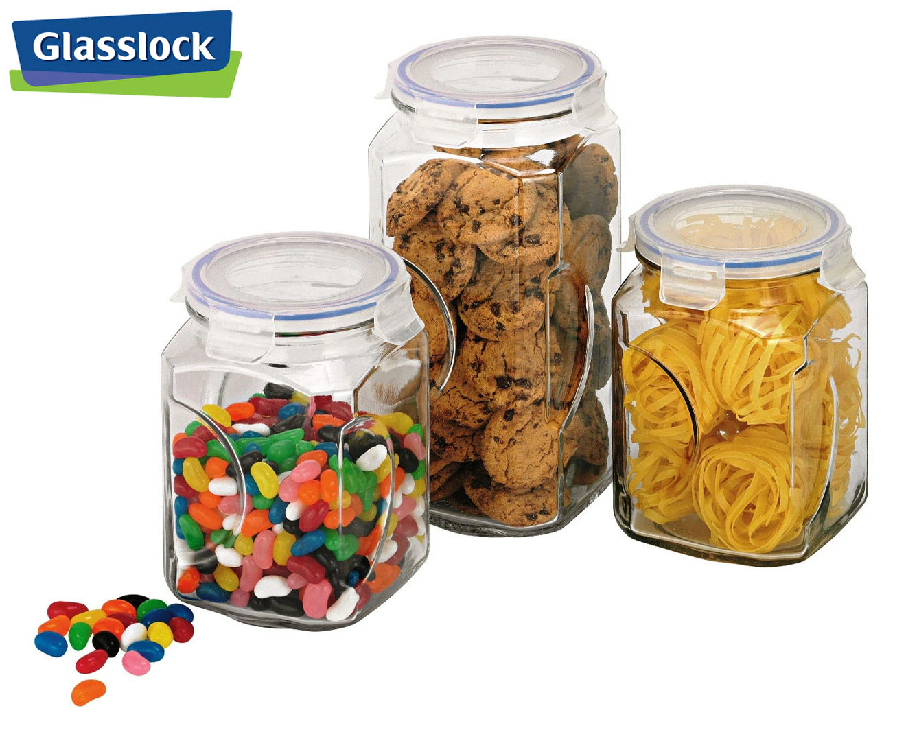 Glasslock 3-Piece Glass Storage Canister Set w/ Snaplock Lids