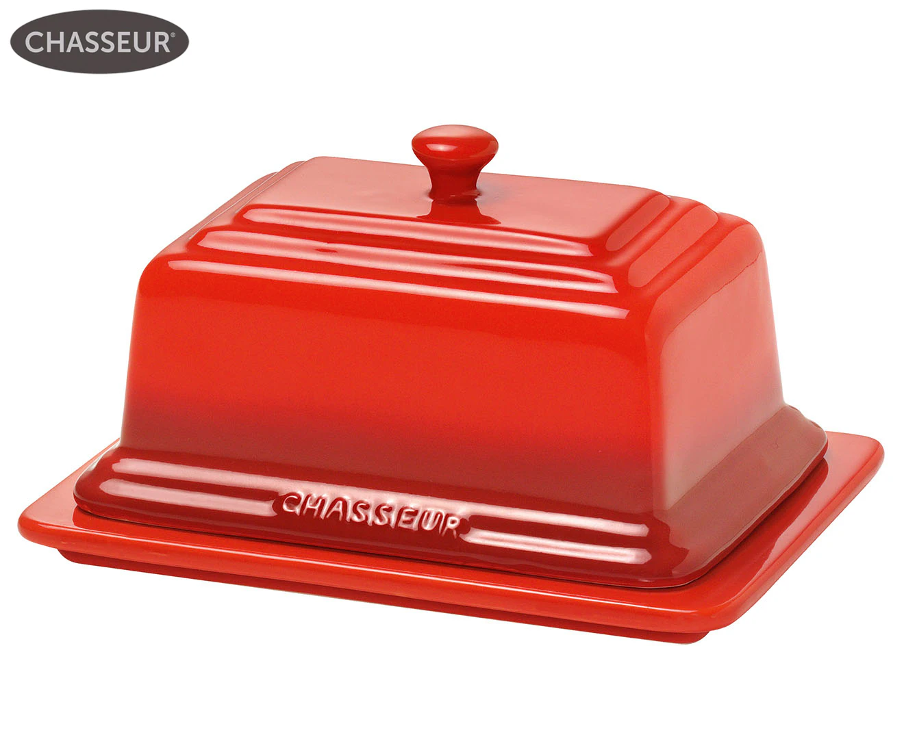 Chasseur La Cuisson Ceramic Butter Dish - Red