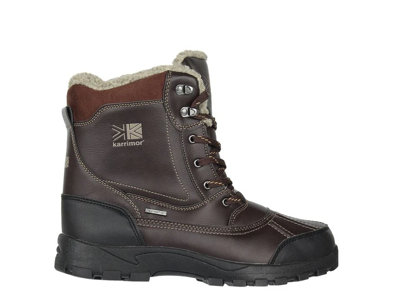 Karrimor Mens Casual Snow Boots Shoes Footwear - Brown Waterproof Lace Up - Brown