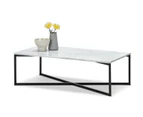 Ellie White Marble 120cm Rectangular Coffee Table with Black Frame