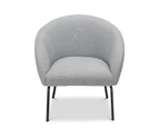 Emily Fabric Round Lounge Armchair in Steel Grey & Black Legs featuring Quilted Back
