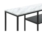 Ebonie White Marble Shelf 130cm Console Table in Matte Black