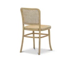 2x Prague Natural Solid Teak Bentwood Cane Dining Chair with Woven Rattan