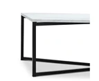 Ellie White Marble 120cm Rectangular Coffee Table with Black Frame