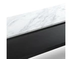 Ebonie White Marble Shelf 120cm Console Table in Matte Black