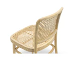 2x Prague Natural Solid Teak Bentwood Cane Dining Chair with Woven Rattan