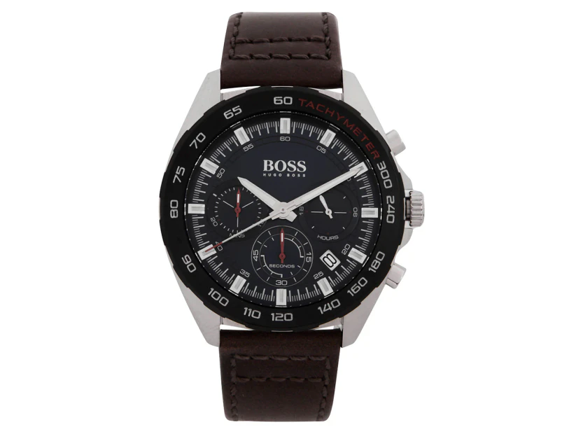 Hugo Boss Men's 45.9mm Intensity Leather Watch - Brown/Blue