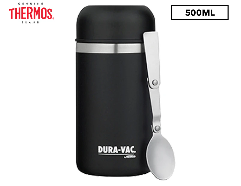Thermos 500mL Dura-Vac Vacuum Insulated Stainless Steel Food Jar & Spoon - Black