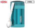 Thermos 470mL Stainless Steel Vacuum Insulated Food Jar w/ Spoon - Teal