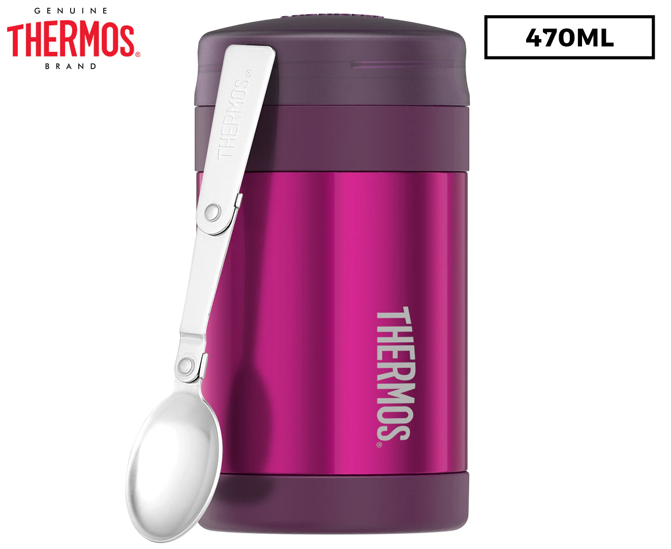 Thermos 470mL Stainless Steel Vacuum Insulated Food Jar w/ Spoon - Pink