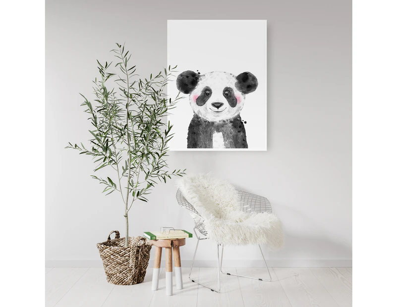 Baby Panda Nursery Wall Art - White Frame
