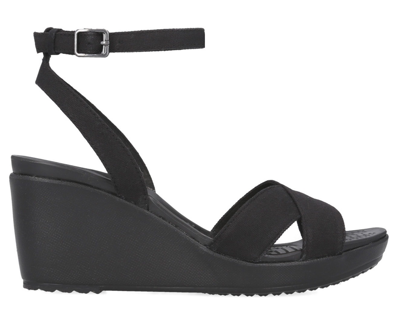 Crocs Women's Leigh II Cross-Strap Ankle Wedge Sandals - Black/Black ...
