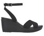 Crocs Women's Leigh II Cross-Strap Ankle Wedge Sandals - Black/Black
