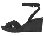 Crocs Women's Leigh II Cross-Strap Ankle Wedge Sandals - Black/Black
