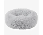 Creative Pet Nest for Cats and Dogs Long Plush Round Pet Bed Flush Kennel-Light Gray,120CM