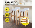 Levede 2x Bar Stool Beech Wood Barstools Dining Chair Kitchen PU Leather White