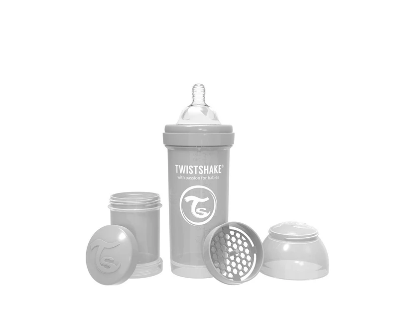 Twistshake Anti-Colic 260ml Baby Milk Bottle Pastel Grey