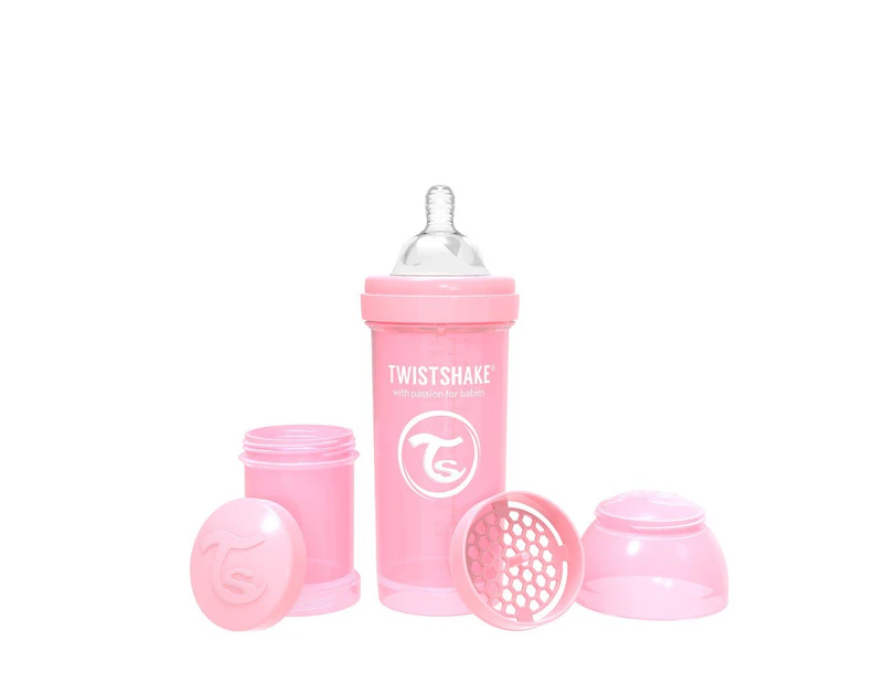 Twistshake Anti-Colic Milk Feeding Baby Bottle 260ml Pastel Pink