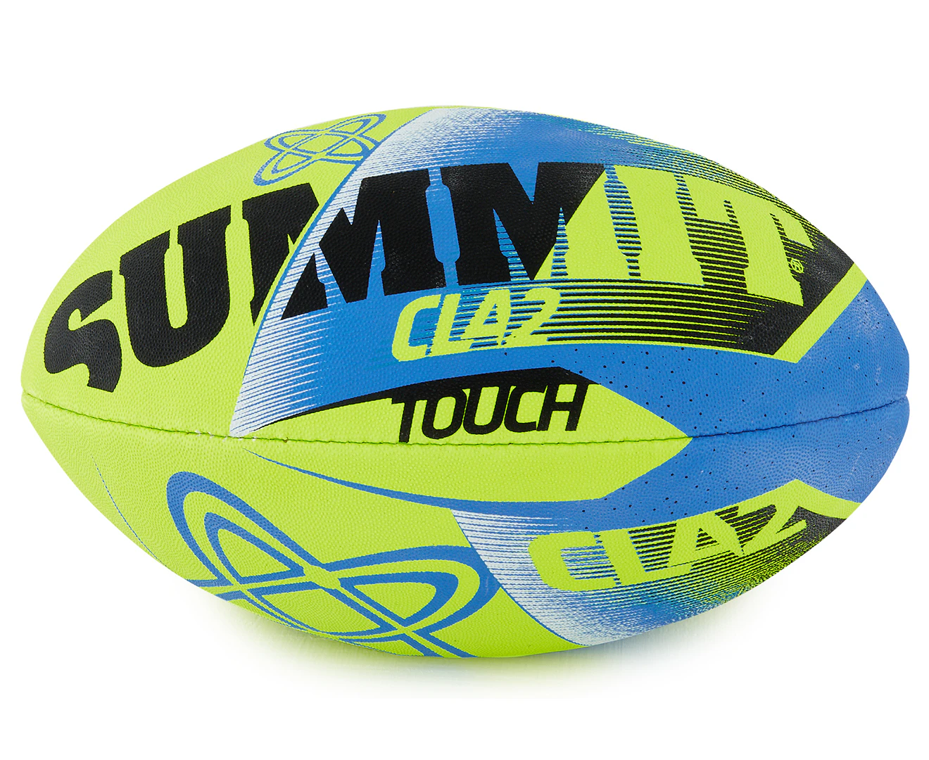 Summit Classic Size 5 Rugby Ball - Fluro Green/Blue