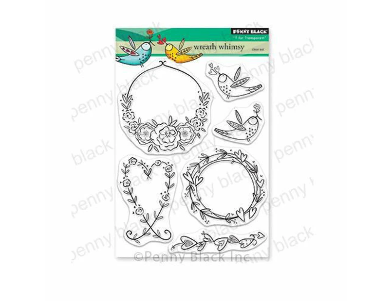 Penny Black Clear Stamps - Wreath Whimsy 5in x 6.5in
