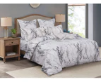 Marble White Quilt/Doona/Duvet Cover Set (Double/Queen/King Super King Size Bed) M404