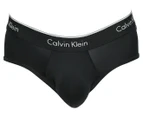 Calvin Klein Men's Microfibre Hip Brief 3-Pack - Black/Shoreline/Red Heat