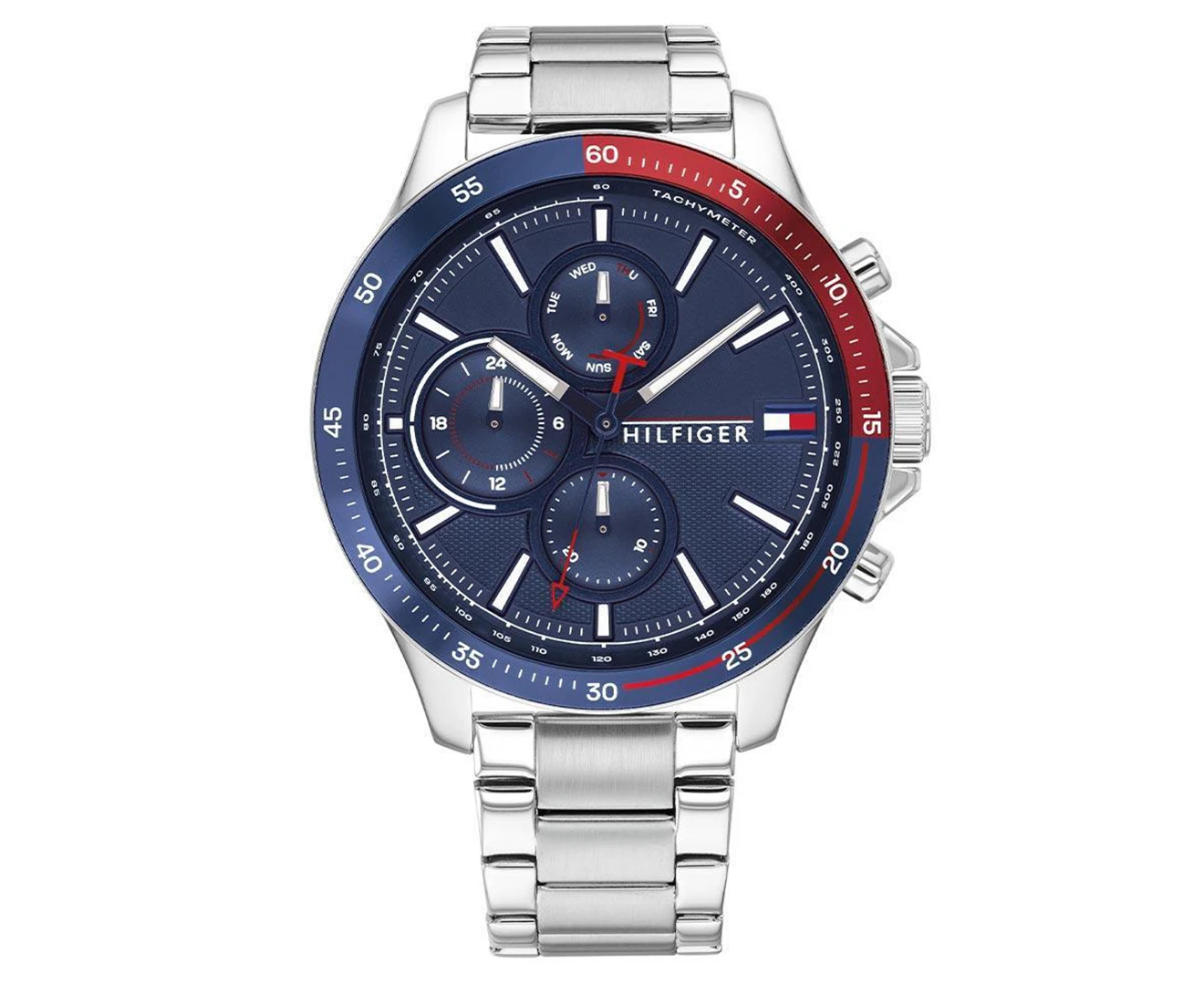 Tommy Hilfiger Men's 46mm Bank Stainless Steel Watch - Navy/Red/Silver