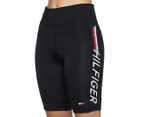 Tommy Hilfiger Sport Women's High Rise Biker Shorts w/ Logo Print - Black