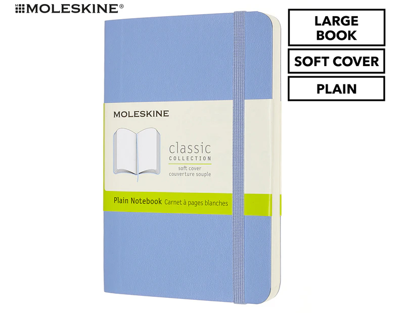 Moleskine Classic Large Plain Soft Cover Notebook - Hydrangea Blue