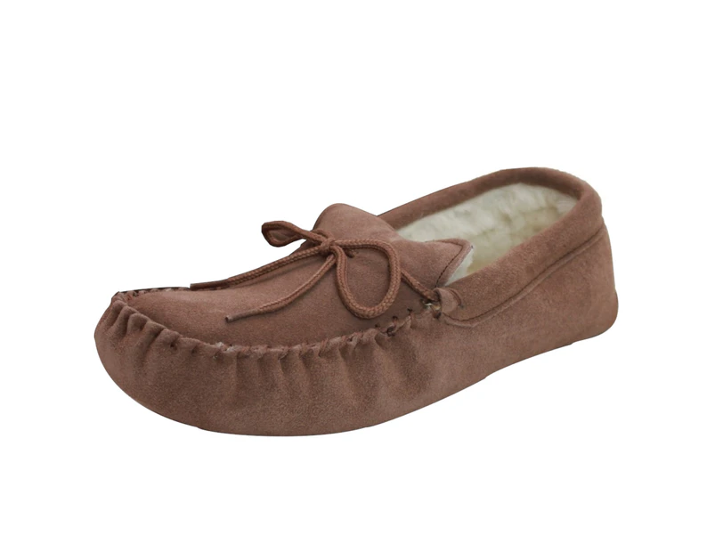 Eastern Counties Leather Unisex Wool-blend Soft Sole Moccasins (Camel) - EL182
