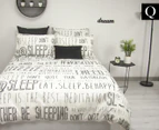 Retro Home Sleep Queen Bed Quilt Cover Set - White/Black