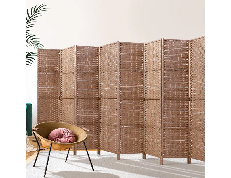 Artiss 8 Panel Room Divider Screen Privacy Rattan Timber Foldable Dividers Stand Hand Woven