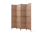 Artiss 4 Panel Room Divider Screen Privacy Rattan Timber Foldable Dividers Stand Hand Woven