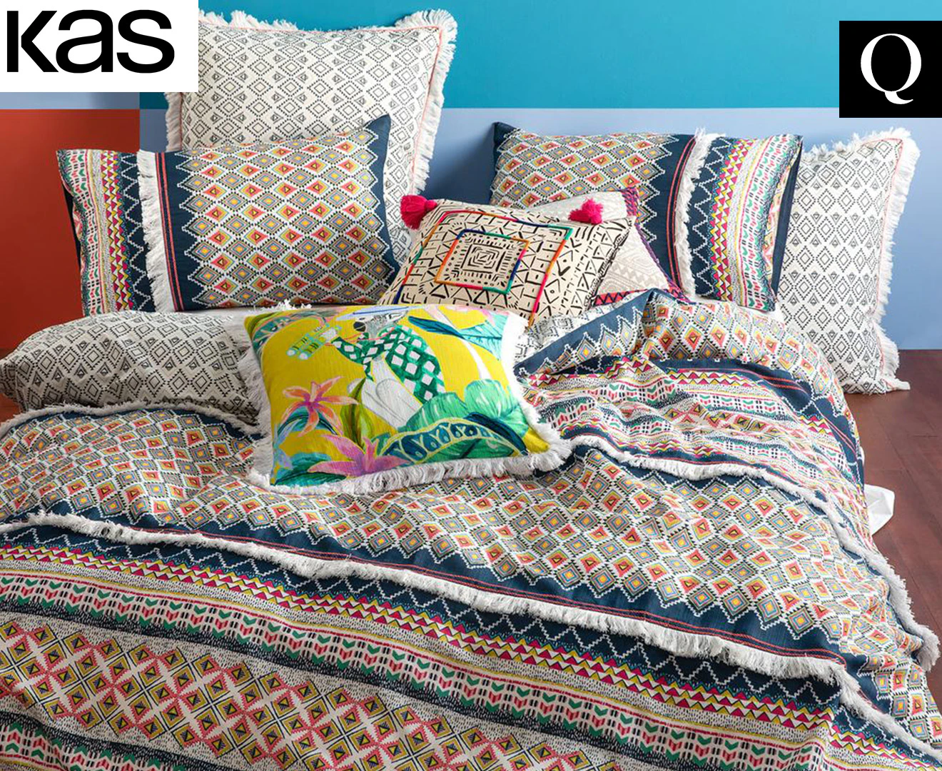 KAS Navada Queen Bed Quilt Cover Set - Multi