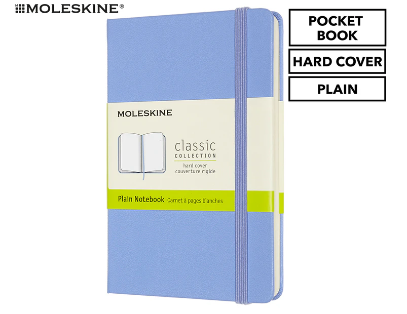Moleskine Classic Pocket Plain Hard Cover Notebook - Hydrangea Blue