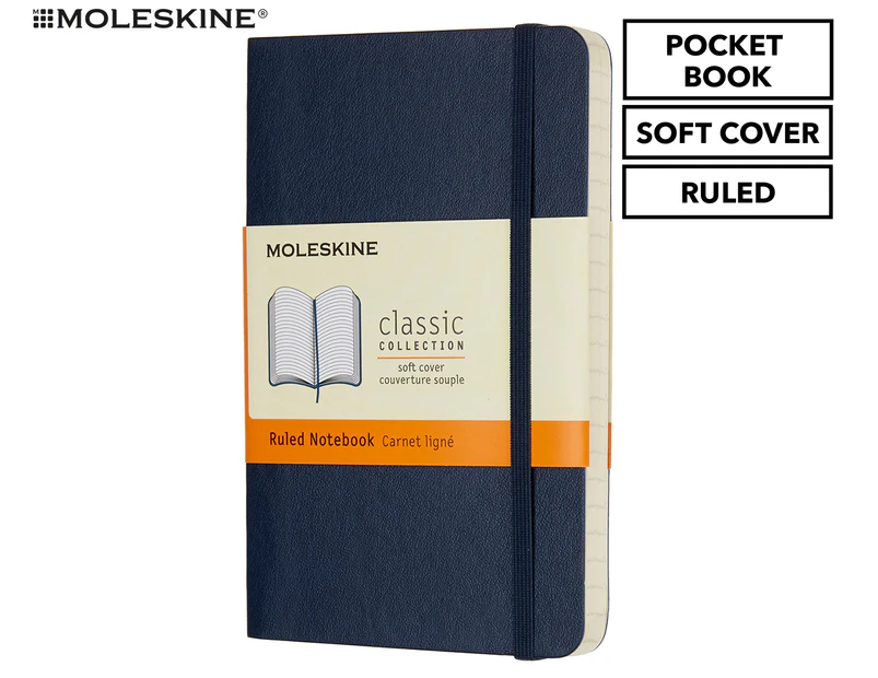 Moleskine Classic Pocket Ruled Soft Cover Notebook - Hydrangea Blue