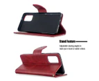 For Samsung Galaxy S20 Ultra Case, Retro PU Leather Wallet Cover with Stand & Lanyard, Red