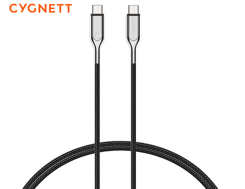 Cygnett 2m Armoured USB-C to USB-A 100W Cable - Black