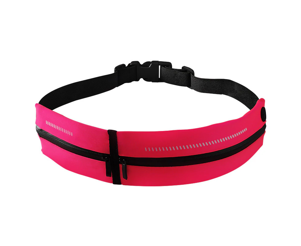 SPORX Double Pouch Slim Light Running Belt Zip Waist Pouch Pink