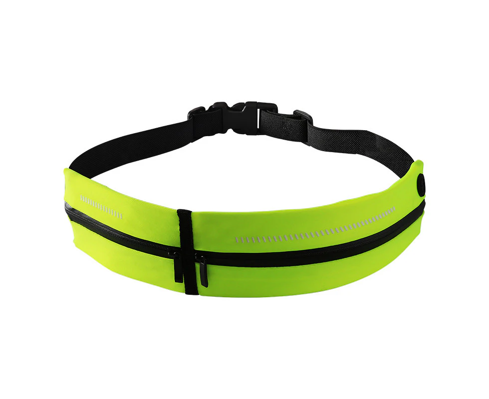 SPORX Double Pouch Slim Light Running Belt Zip Waist Pouch Green