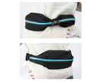 SPORX Extendable Stretch Mini Running Belt Zip Waist Pouch Black/Blue