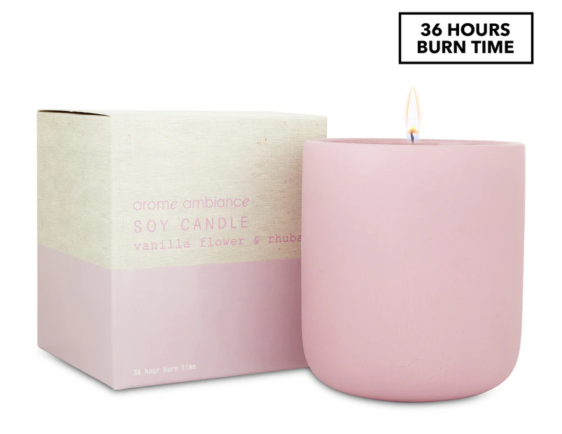 Arome Ambiance Ceramic Soy Candle - Vanilla Flower And Rhubarb