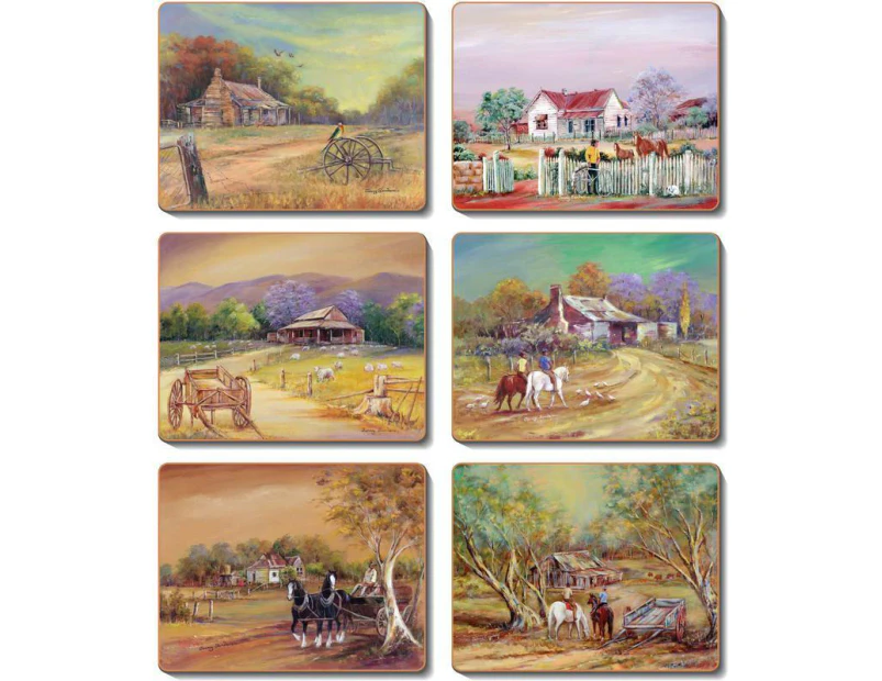 Country Kitchen HOMESTEADS Cinnamon Cork Backed Placemats Set 6