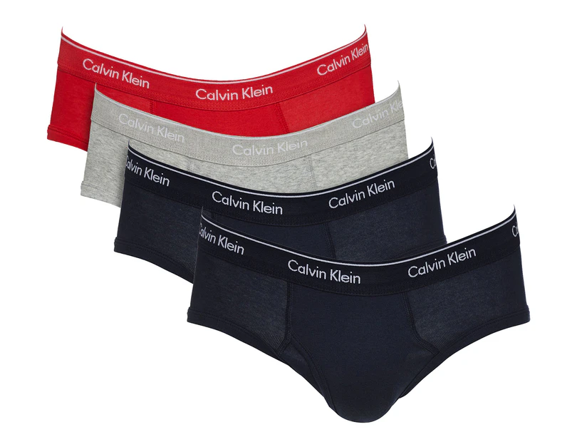 Calvin Klein Men's Cotton Classics Low Rise Hip Briefs 4-Pack - Shoreline/Navy/Grey