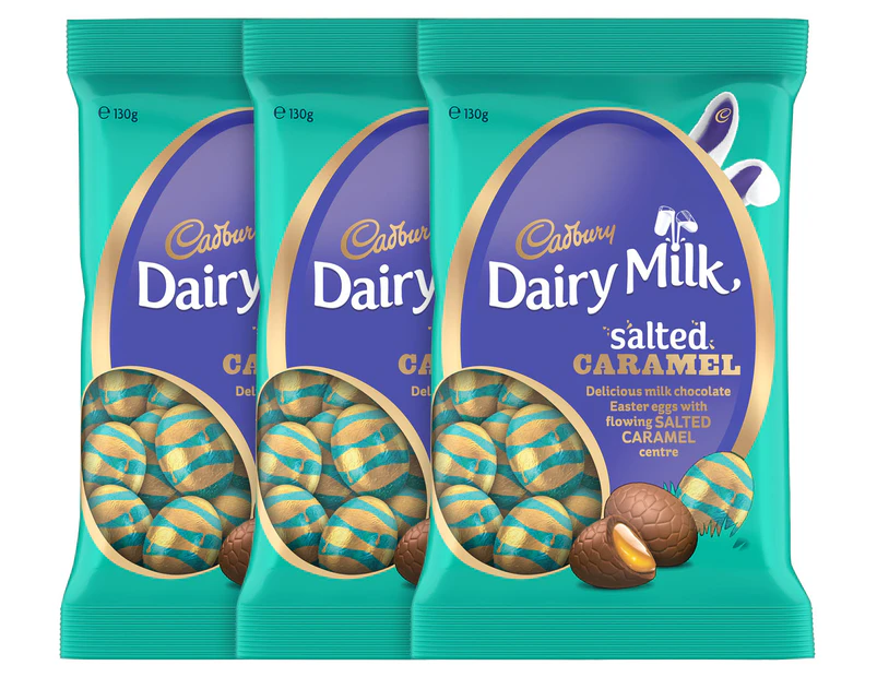 3 x Cadbury Dairy Milk Salted Caramel Easter Eggs 130g