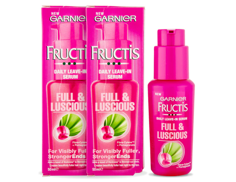 2 x Garnier Fructis Full Luscious Daily Leave-In Serum 50mL