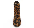 Matisse Shoes Womens Grove Zip Up Boots in Leopard Cow Hair Leather