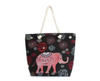 Linen Elephant Women's Tote Bag/Shopping Bag - Black