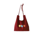 Flower Canvas Tote Carrying Bag - Red
